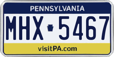 PA license plate MHX5467