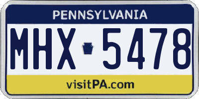 PA license plate MHX5478