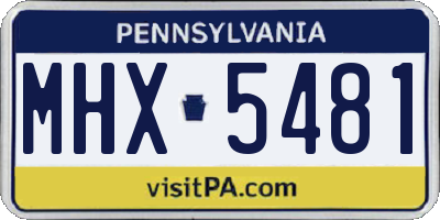 PA license plate MHX5481