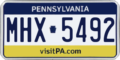 PA license plate MHX5492