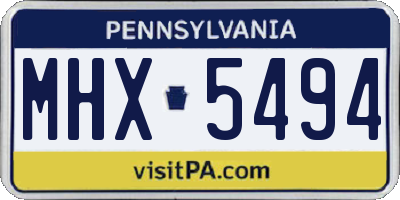 PA license plate MHX5494