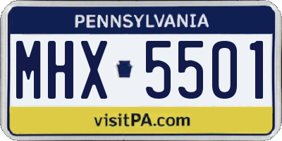 PA license plate MHX5501