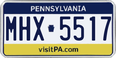 PA license plate MHX5517