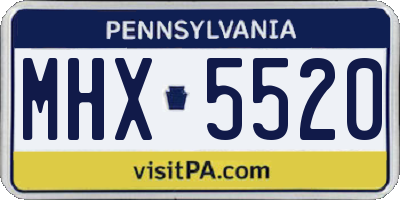 PA license plate MHX5520