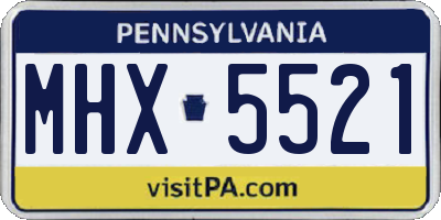 PA license plate MHX5521
