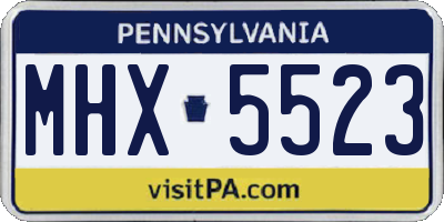 PA license plate MHX5523