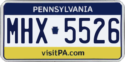 PA license plate MHX5526