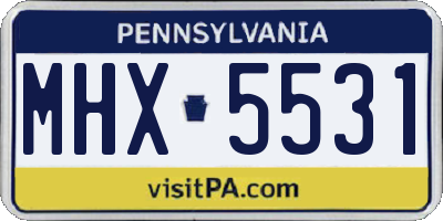 PA license plate MHX5531