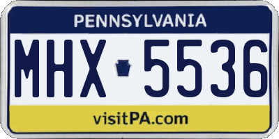 PA license plate MHX5536