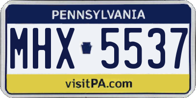 PA license plate MHX5537