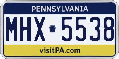 PA license plate MHX5538