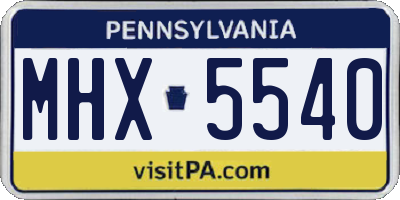PA license plate MHX5540