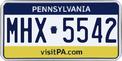 PA license plate MHX5542