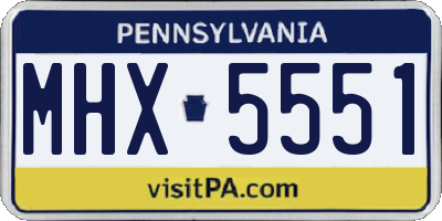 PA license plate MHX5551