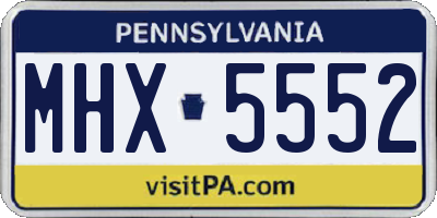 PA license plate MHX5552