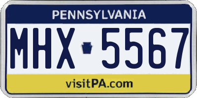 PA license plate MHX5567