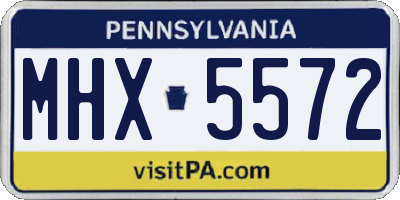 PA license plate MHX5572