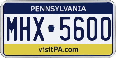 PA license plate MHX5600