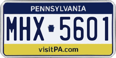 PA license plate MHX5601