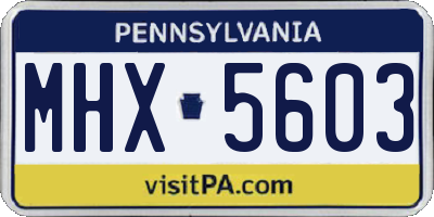 PA license plate MHX5603