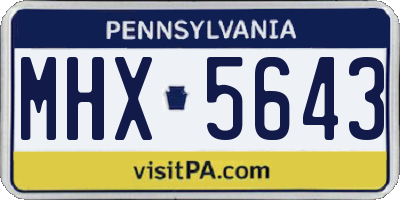 PA license plate MHX5643