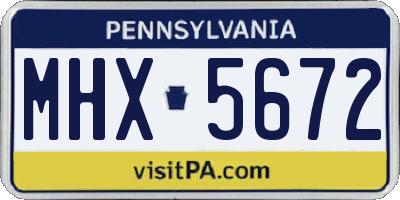 PA license plate MHX5672