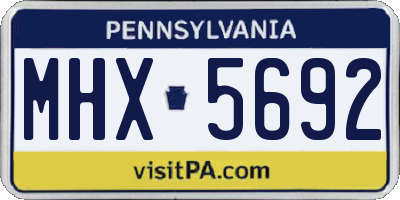 PA license plate MHX5692