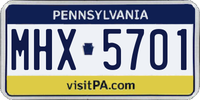 PA license plate MHX5701