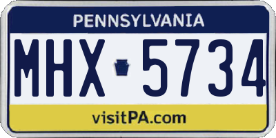 PA license plate MHX5734