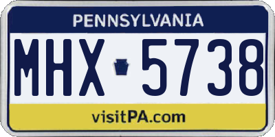 PA license plate MHX5738