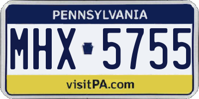 PA license plate MHX5755