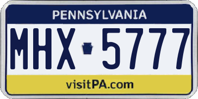 PA license plate MHX5777