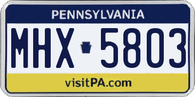 PA license plate MHX5803