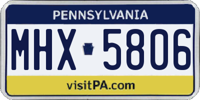 PA license plate MHX5806