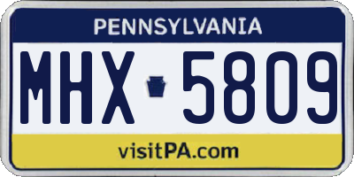 PA license plate MHX5809
