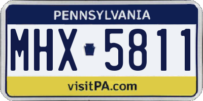 PA license plate MHX5811