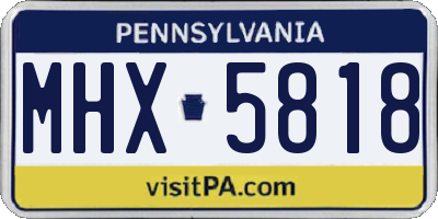 PA license plate MHX5818