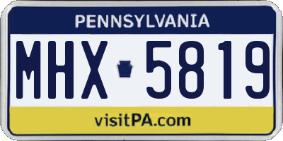 PA license plate MHX5819