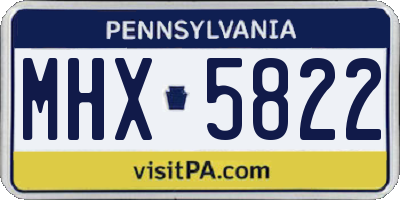 PA license plate MHX5822