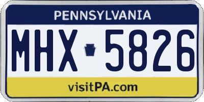 PA license plate MHX5826