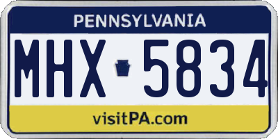 PA license plate MHX5834