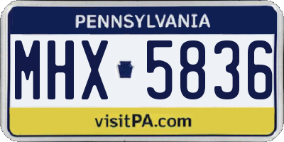 PA license plate MHX5836