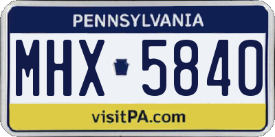 PA license plate MHX5840
