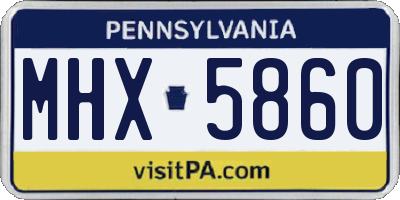 PA license plate MHX5860