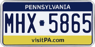 PA license plate MHX5865