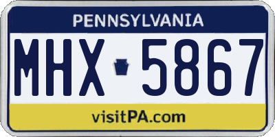 PA license plate MHX5867