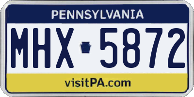 PA license plate MHX5872