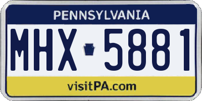 PA license plate MHX5881