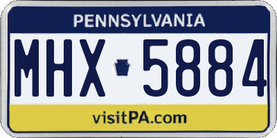 PA license plate MHX5884