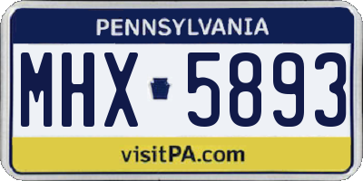 PA license plate MHX5893